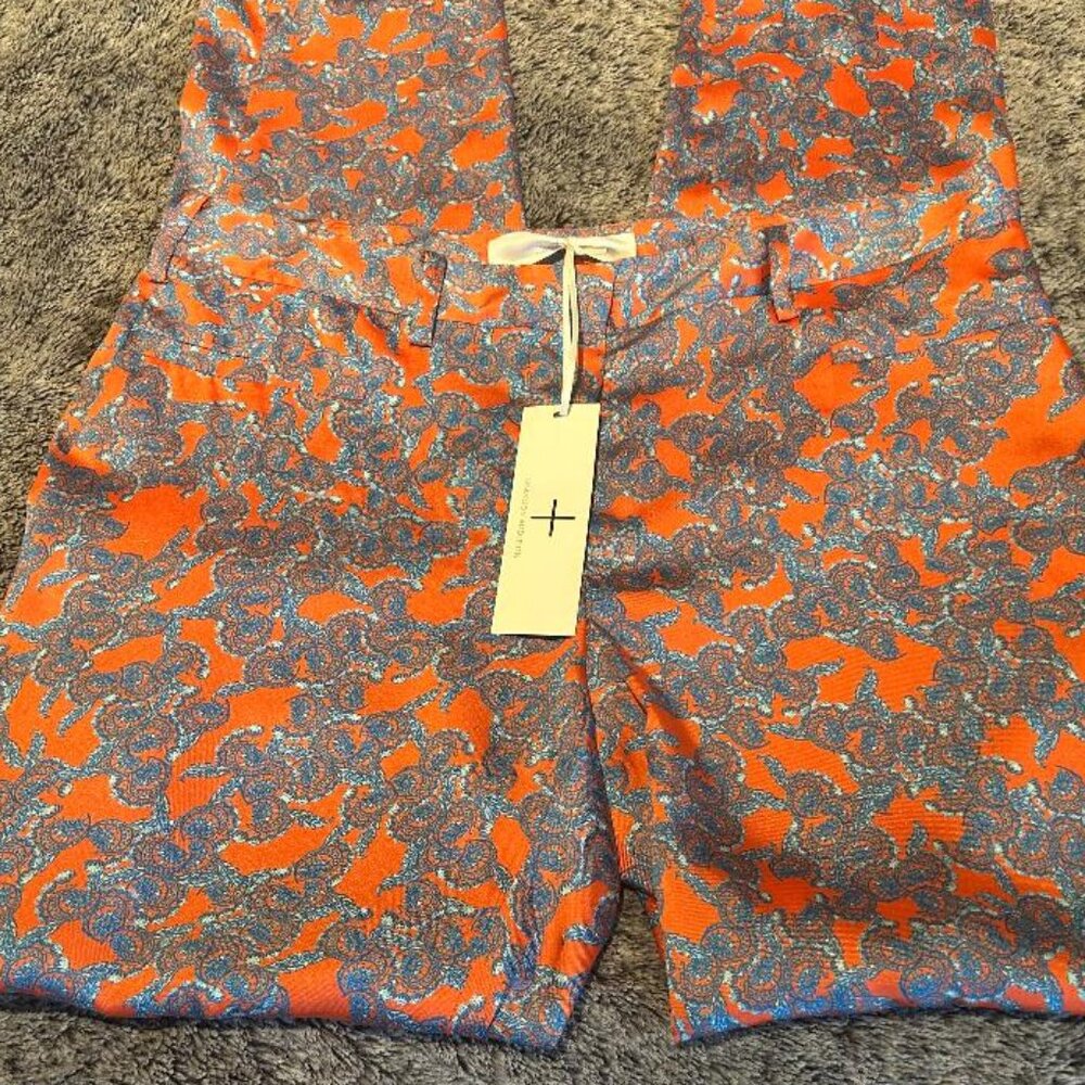 Thakoon Addition Seamed Pants Orange/Blue Size 8 NWT $390